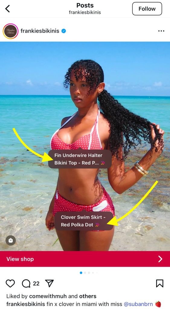 Woman interacting with a mobile shopping interface, illustrating how shoppable content enables users to purchase products directly from visual media.