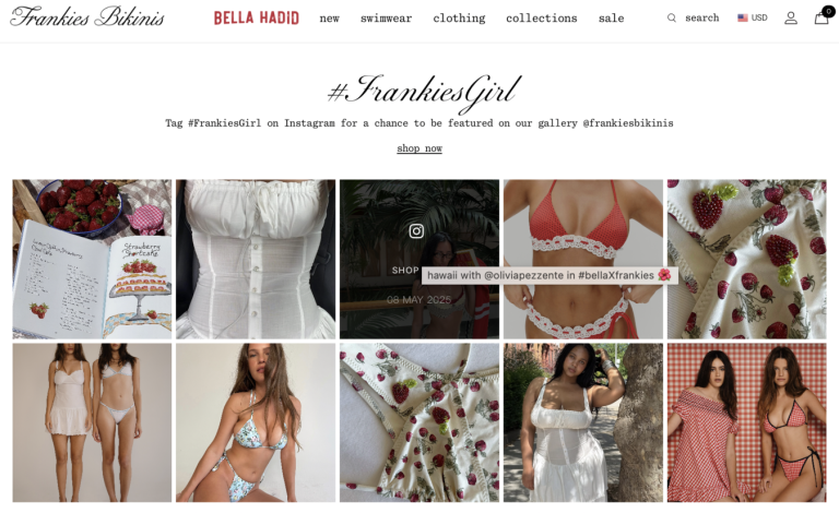 Jenner's website, above the fold screenshot of their swimsuit brand