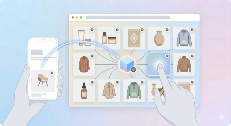 Tiktok phone -> eCommerce store finger clicking